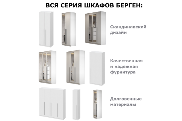 Шкаф однодверный "Берген" ШК-400 (Улучшенная фурнитура) 